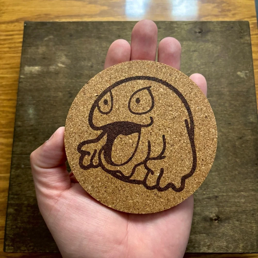 Pokemon Grimer Face Laser Engraved Cork Coaster